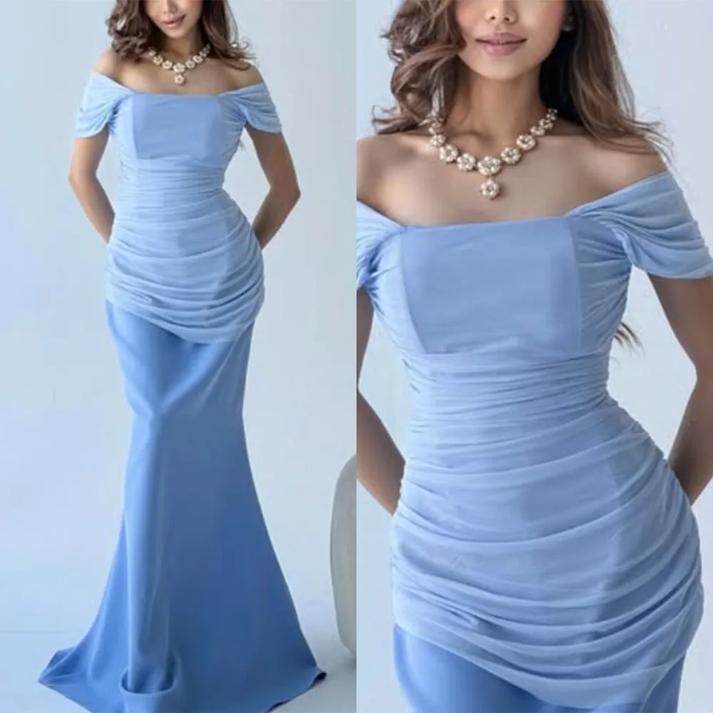 High Quality Customized Strapless Floor Length Off Shoulder Pleat Blue Mermaid Long Dresses Robe Pour Mariage Invité فساتين سهره
High Quality Customized Strapless Floor Length Off Shoulder Pleat Blue Mermaid Long Dresses Robe Pour Mariage Invité فساتين سهره