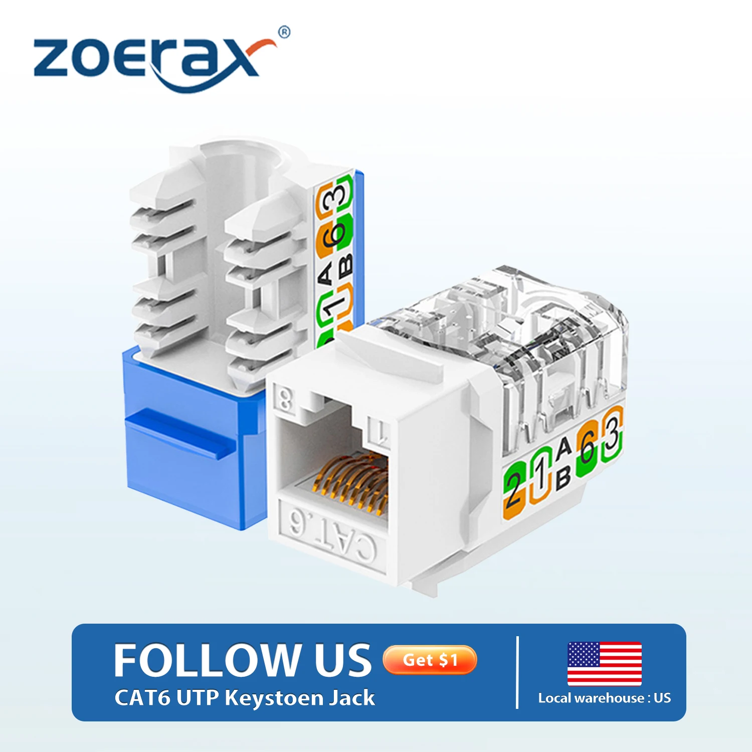 ZoeRax 24PCS RJ45 Cat6 Keystone Jacks,Slim Profile 90-Degree Ethernet Keystone Jack,Compatible Patch Panel and Wall Plate
ZoeRax 24PCS RJ45 Cat6 Keystone Jacks,Slim Profile 90-Degree Ethernet Keystone Jack,Compatible Patch Panel and Wall Plate