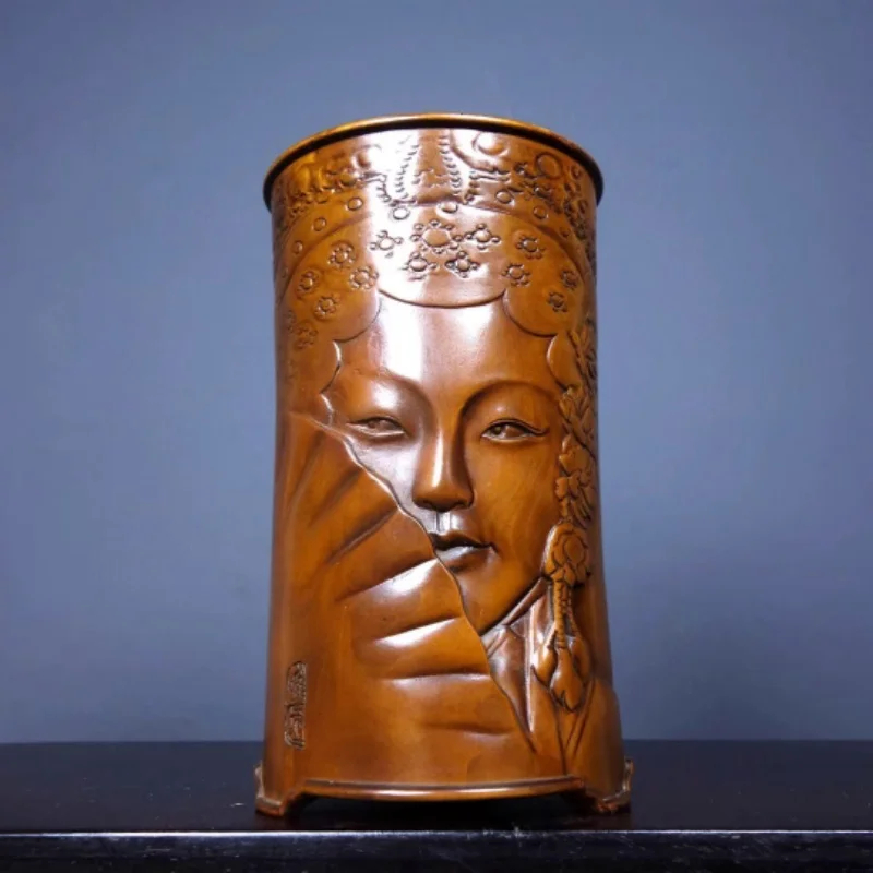 Wood carving antiques Chinese collection boxwood relief brush pot pen holder study supplies solid wood ornaments FOLK ART craft
Wood carving antiques Chinese collection boxwood relief brush pot pen holder study supplies solid wood ornaments FOLK ART craft