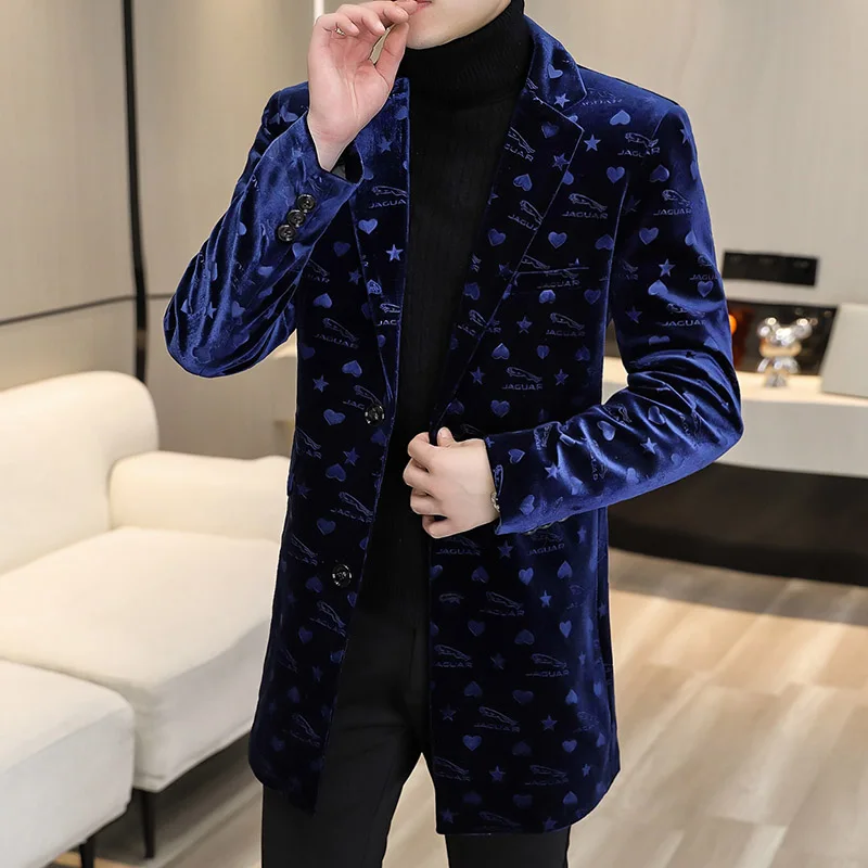 Royal Blue Velour Mens Trench Coat For Winter Brown Elegant Overcoats Man Slim Fit Luxury Velvet Long Jackets For Men Black 2023
Royal Blue Velour Mens Trench Coat For Winter Brown Elegant Overcoats Man Slim Fit Luxury Velvet Long Jackets For Men Black 2023
