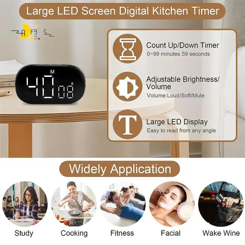 AF95-Digital Timer Digital Kitchen Timer, Stopwatch, Alarm Clock, For Learning, Cooking
AF95-Digital Timer Digital Kitchen Timer, Stopwatch, Alarm Clock, For Learning, Cooking