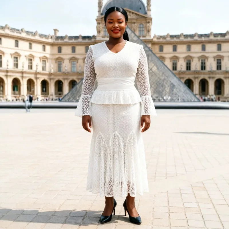 Miyake Pleated Dresses Solid Color Fake Two-Piece Fishtail Long Dress 2026 New Wrinkled Plus Size Pleats Dress Lace Bell Sleeves
Miyake Pleated Dresses Solid Color Fake Two-Piece Fishtail Long Dress 2026 New Wrinkled Plus Size Pleats Dress Lace Bell Sleeves
