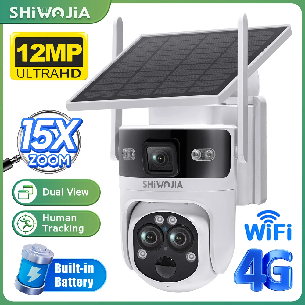 SHIWOJIA 12MP 6K 15X ZOOM Solar Camera 4G SIM/WIFI Three Lens Recording Dual 24-Hour Screen PIR Detection Auto Tracking Camera
SHIWOJIA 12MP 6K 15X ZOOM Solar Camera 4G SIM/WIFI Three Lens Recording Dual 24-Hour Screen PIR Detection Auto Tracking Camera