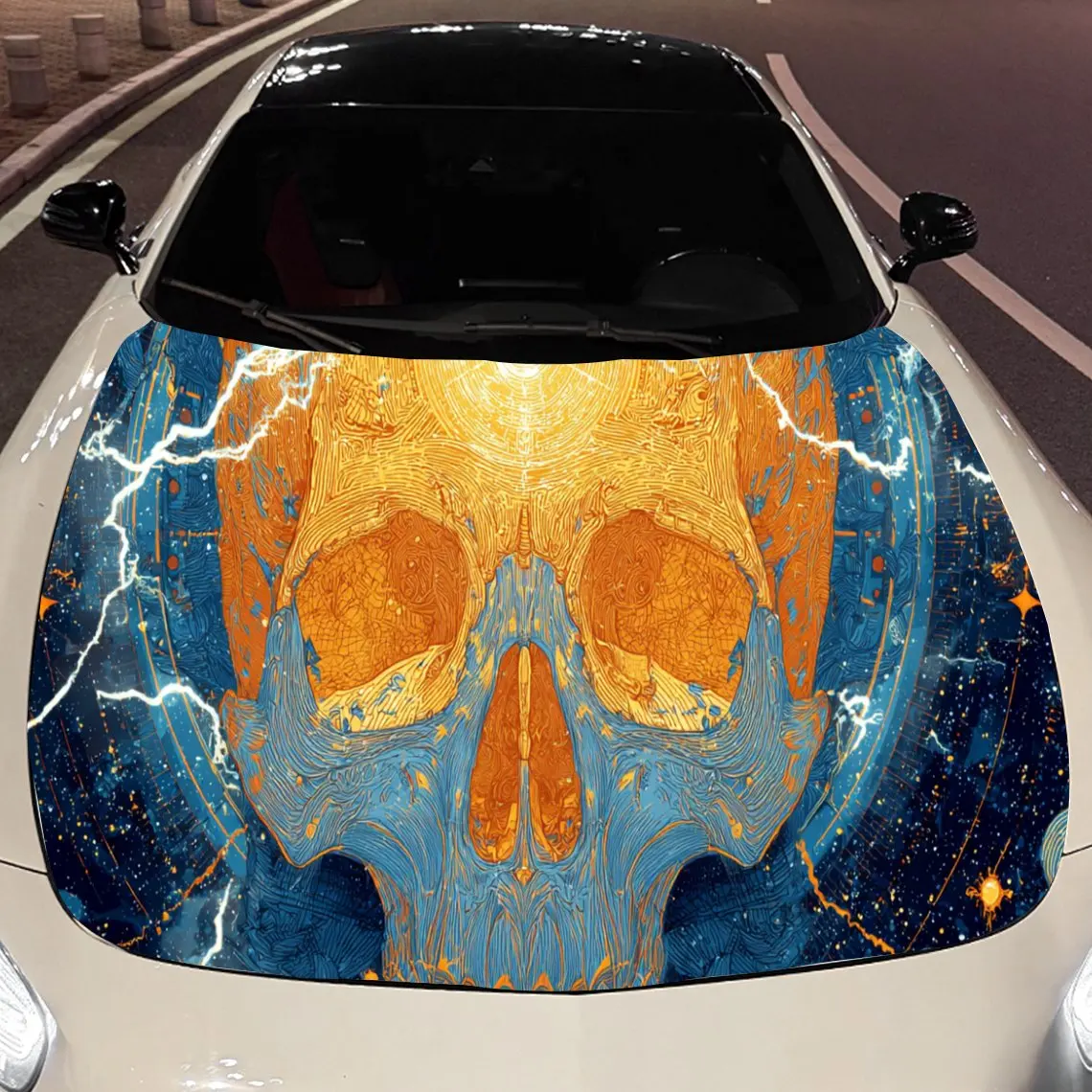 Eerie Lightning Skull Car Hood Vinyl Wraps Sticker, Fashionable Auto Cover PVC Decal, Waterproof Self-adhesive Vehicle Decal, An
Eerie Lightning Skull Car Hood Vinyl Wraps Sticker, Fashionable Auto Cover PVC Decal, Waterproof Self-adhesive Vehicle Decal, An