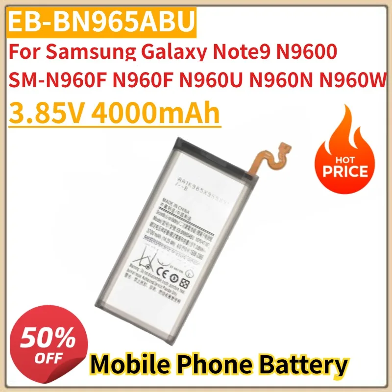 New EB-BN965ABU Mobile Phone Battery 3.85V 4000mAh for Samsung Galaxy Note 9 Note9 Note 9 N960F N960U N960N N9600 SM-N960F
New EB-BN965ABU Mobile Phone Battery 3.85V 4000mAh for Samsung Galaxy Note 9 Note9 Note 9 N960F N960U N960N N9600 SM-N960F