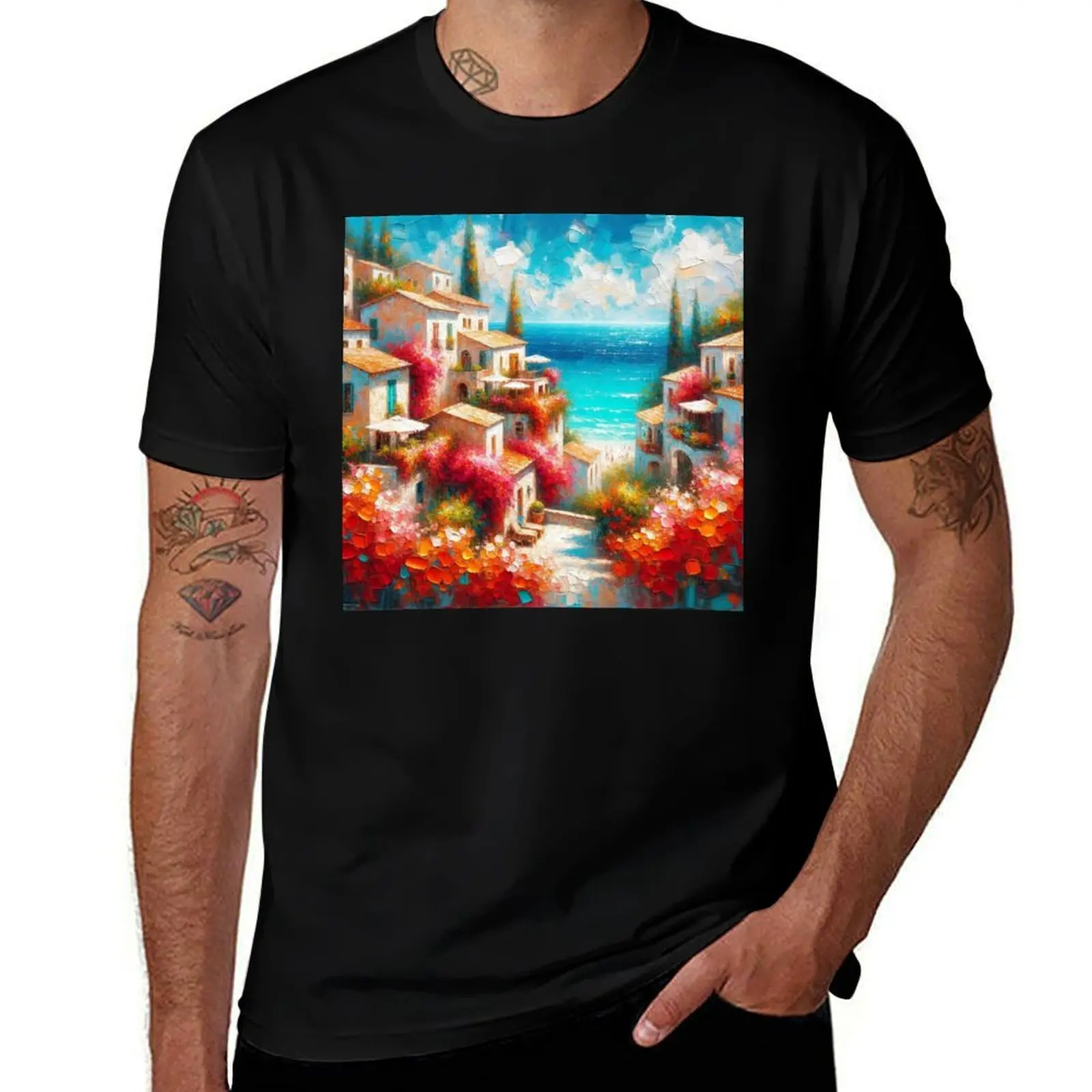 Vibrant Mediterranean Coastal Village - Italy Oil Painting Style T-Shirt custom t shirt mens t shirt graphic
Vibrant Mediterranean Coastal Village - Italy Oil Painting Style T-Shirt custom t shirt mens t shirt graphic