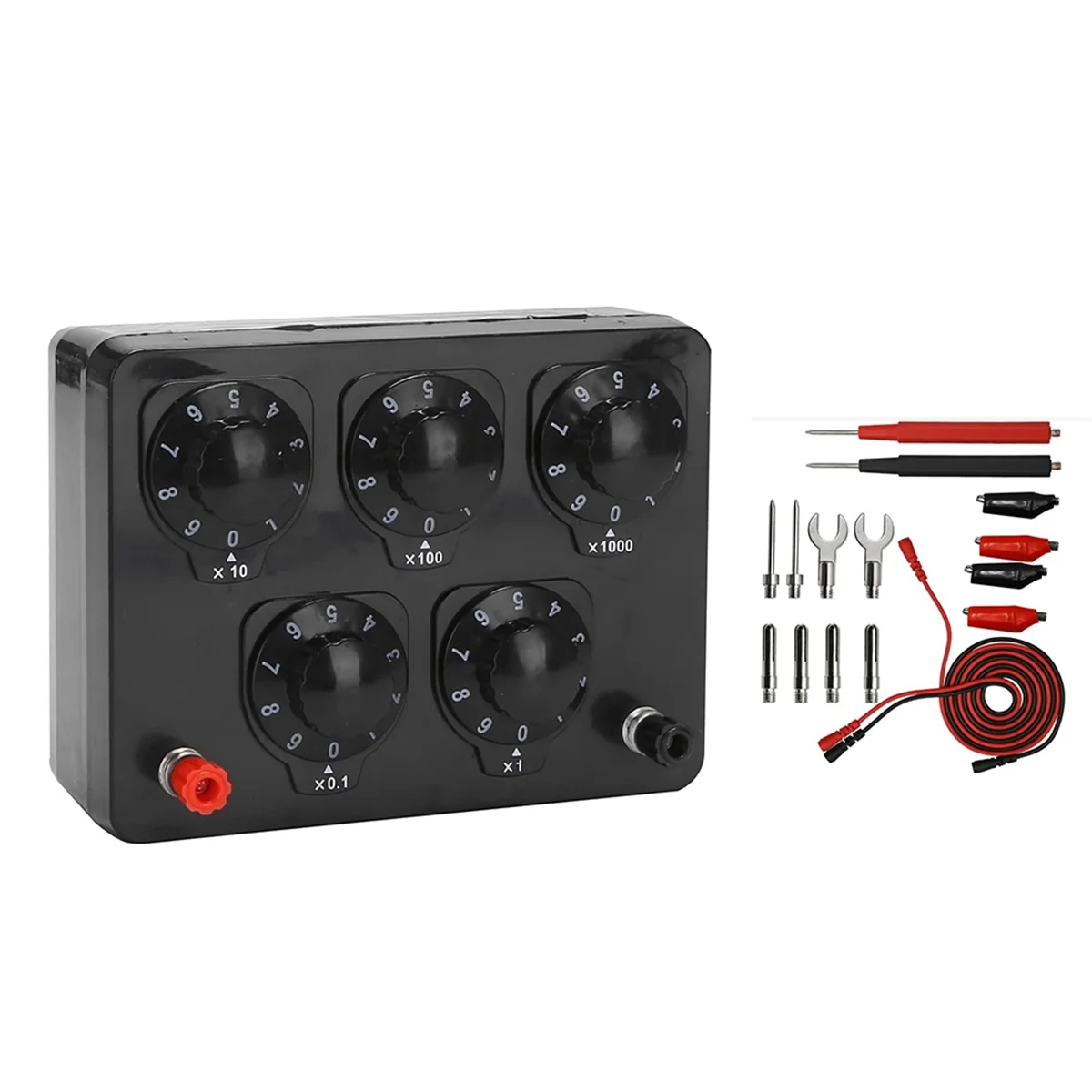 AU32-1 шт. черный блок сопротивления железный переменный десятичный резистор 0-9999,9 Ом для физического обучения и 16 шт. банановый кабель Mea
AU32-1 шт. черный блок сопротивления железный переменный десятичный резистор 0-9999,9 Ом для физического обучения и 16 шт. банановый кабель Mea