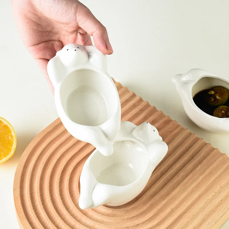 Korean Cartoon Polar Bear Shaped Dipping Sauce Dish Ceramic Condiment Dish Kitchen Soy Sauce Vinegar Mustard Seasoning Plate
Korean Cartoon Polar Bear Shaped Dipping Sauce Dish Ceramic Condiment Dish Kitchen Soy Sauce Vinegar Mustard Seasoning Plate