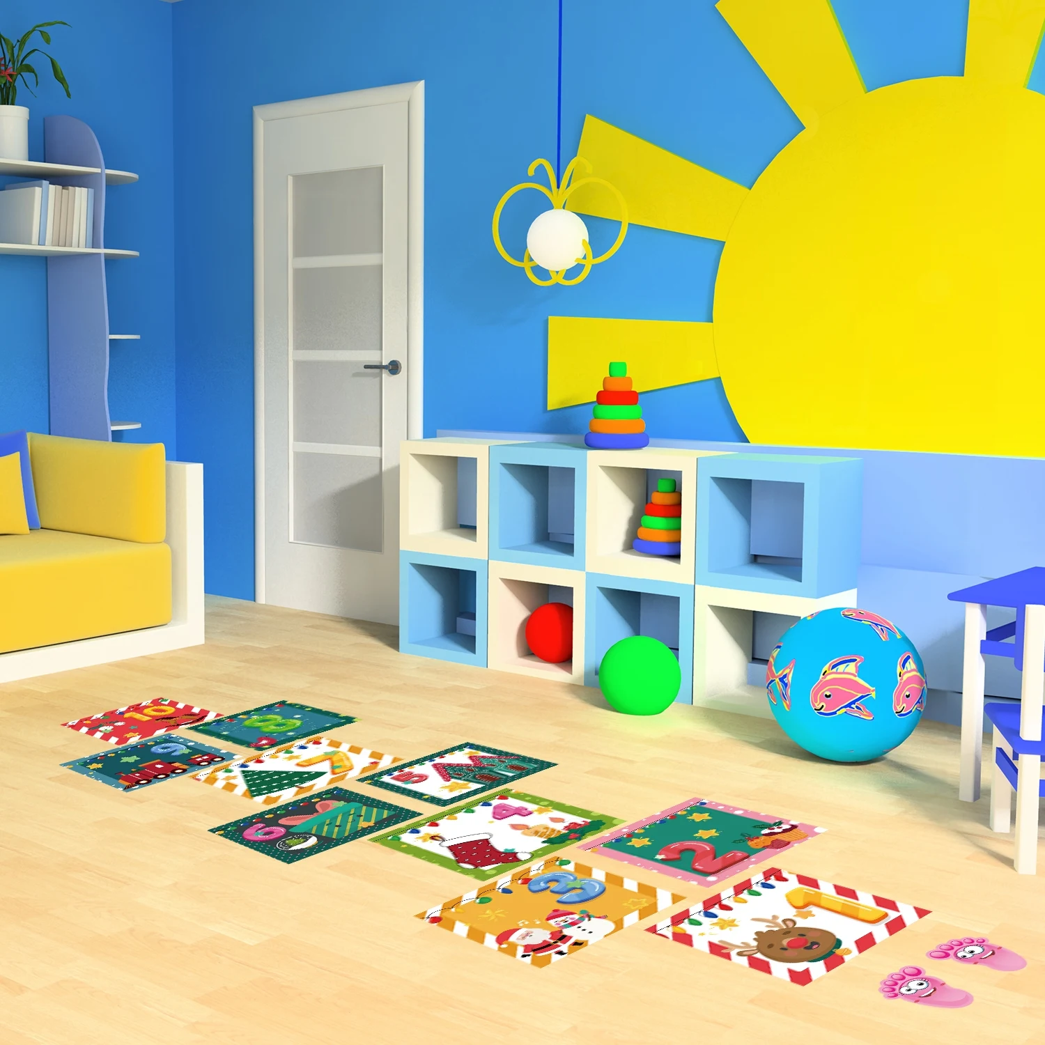 Santa Claus Style Digital Grid PVC Floor Stickers Indoor Game Hall Parent-Child Interaction Waterproof Self-Adhesive Home Decor
Santa Claus Style Digital Grid PVC Floor Stickers Indoor Game Hall Parent-Child Interaction Waterproof Self-Adhesive Home Decor