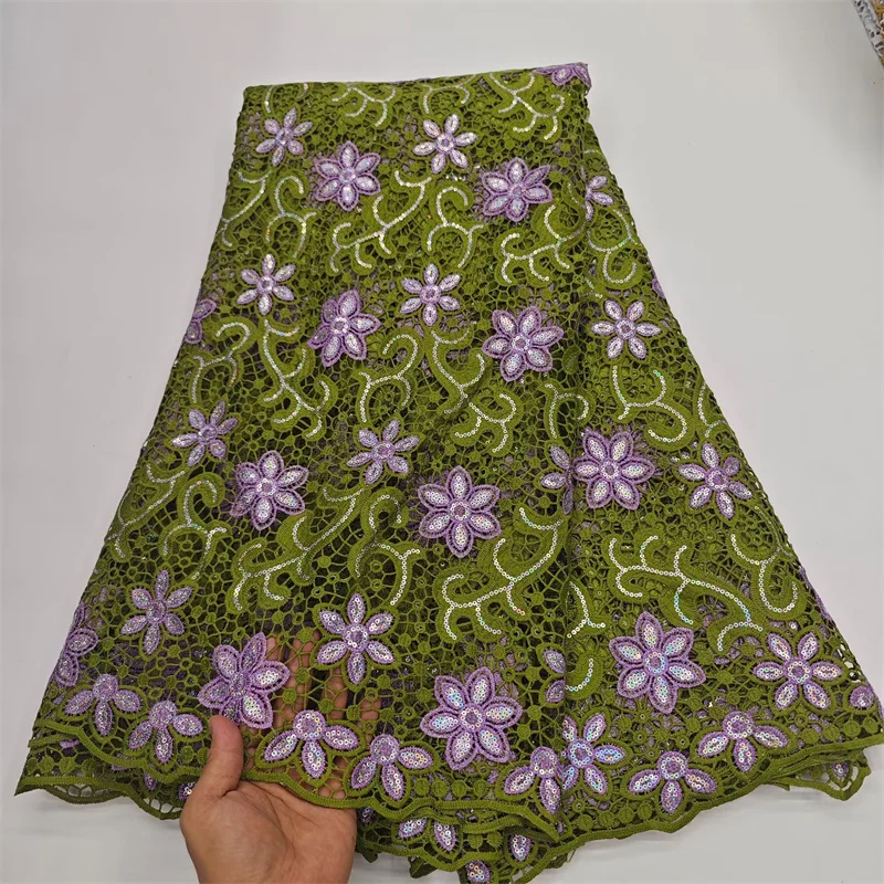 2025 Green High Quality African Nigerian Embroidery Wedding Lace Fabric Tulle Party Water Soluble Sequins Dress Guipure 5Yards
2025 Green High Quality African Nigerian Embroidery Wedding Lace Fabric Tulle Party Water Soluble Sequins Dress Guipure 5Yards