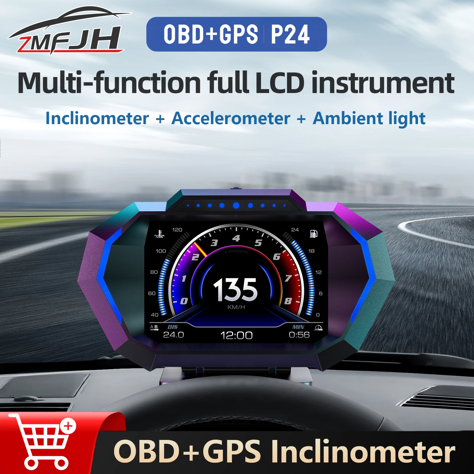 OBD P24 Head Up Display GPS Speed Gauge With 10 Alarm Functions On Board Computer Water Temp Fuel Consumption Digital Dashboard
OBD P24 Head Up Display GPS Speed Gauge With 10 Alarm Functions On Board Computer Water Temp Fuel Consumption Digital Dashboard