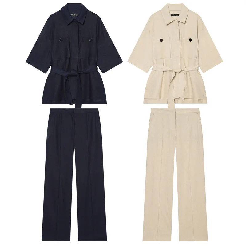 Dave&di Linen Hunting Belt Coat Pants Set Woman Clothes Pant Sets New Two Piece Set Women's Suit Ropa Mujer
Dave&di Linen Hunting Belt Coat Pants Set Woman Clothes Pant Sets New Two Piece Set Women's Suit Ropa Mujer