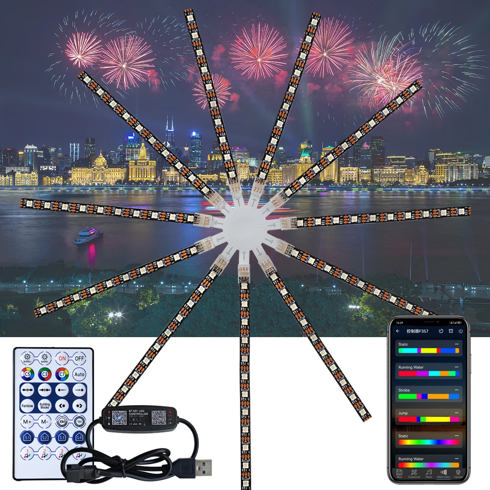 DC5V WS2812B Firework Lights Individually Addressable Led Strip Module with 28 Keys Remote USB Bluetooth Music Controller
DC5V WS2812B Firework Lights Individually Addressable Led Strip Module with 28 Keys Remote USB Bluetooth Music Controller