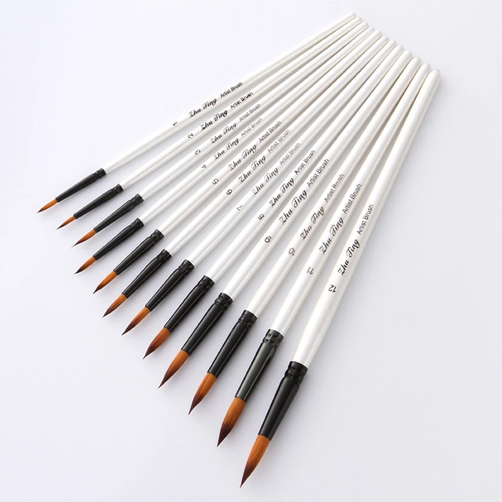 12Pcs Nylon Hair Brushes Set Wooden Handle Art Supplies For Watercolor Acrylic Oil Painting Craft Tools
12Pcs Nylon Hair Brushes Set Wooden Handle Art Supplies For Watercolor Acrylic Oil Painting Craft Tools