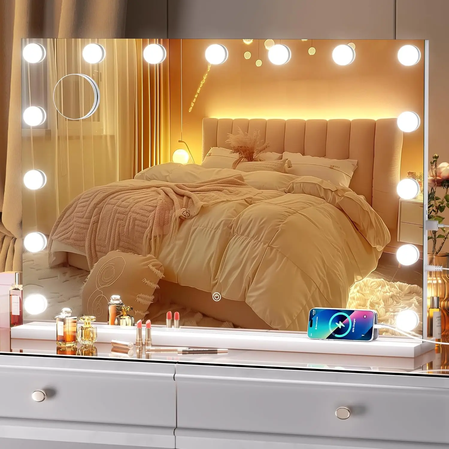Vanity Mirror With Lights, 32"" X 22"" Mirror, Makeup Mirror With 15 Dimmable Bulbs And 5X Magnification, 3 Colors Modes, Touch
Vanity Mirror With Lights, 32"" X 22"" Mirror, Makeup Mirror With 15 Dimmable Bulbs And 5X Magnification, 3 Colors Modes, Touch