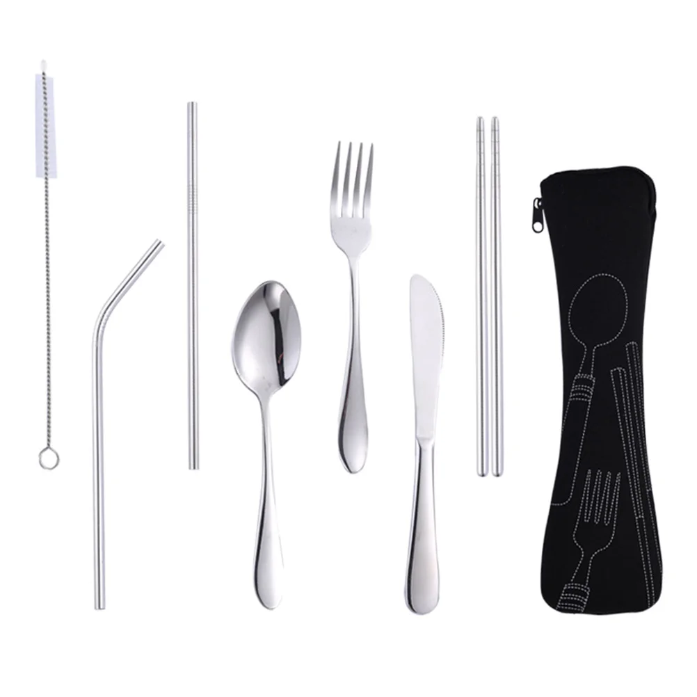 7pcs Portable Stainless Steel Tableware Set Reusable Cutlery Spoon Fork Knife Chopsticks Straw Outdoor Picnic Wedding Birthday
7pcs Portable Stainless Steel Tableware Set Reusable Cutlery Spoon Fork Knife Chopsticks Straw Outdoor Picnic Wedding Birthday