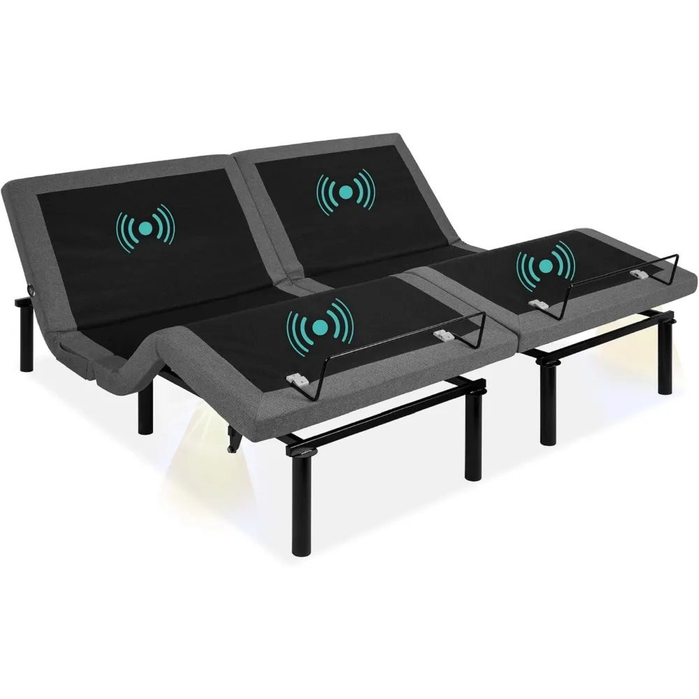 Split King Size Adjustable Bed Frame, Electric Base W/Wireless Remote Control, Nightlight, Massager, Bed Frame
Split King Size Adjustable Bed Frame, Electric Base W/Wireless Remote Control, Nightlight, Massager, Bed Frame