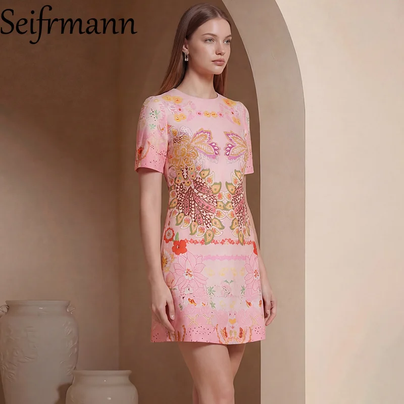 Seifrmann 2026 Spring Women's clothing New Fashionable Round Neck Short Sleeve Nail Bead Printed Dress
Seifrmann 2026 Spring Women's clothing New Fashionable Round Neck Short Sleeve Nail Bead Printed Dress
