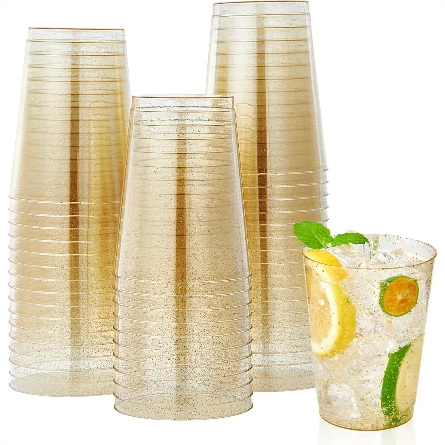 100 Pack 10 oz Gold Glitter Plastic Party Cups Plastic Tumblers Gold Drinking Glasses with Glitter Perfect for Wedding Thanksg
100 Pack 10 oz Gold Glitter Plastic Party Cups Plastic Tumblers Gold Drinking Glasses with Glitter Perfect for Wedding Thanksg