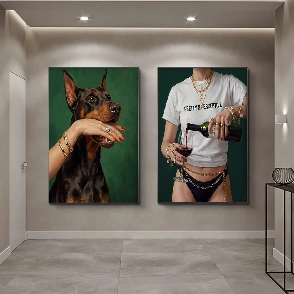 Pretty Perceptive Poster Feminine Wine Wall Art Pictures Moody Green Print Canvas Painting Doberman Portrait Surreal Home Decor
Pretty Perceptive Poster Feminine Wine Wall Art Pictures Moody Green Print Canvas Painting Doberman Portrait Surreal Home Decor
