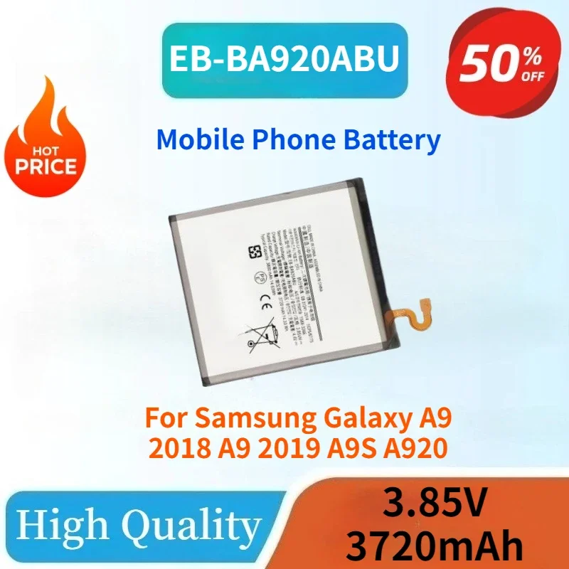 High Quality EB-BA920ABU 3.85V 3720mAh Phone Battery for Samsung Galaxy A9 2018 A9 2019 A9S A920
High Quality EB-BA920ABU 3.85V 3720mAh Phone Battery for Samsung Galaxy A9 2018 A9 2019 A9S A920