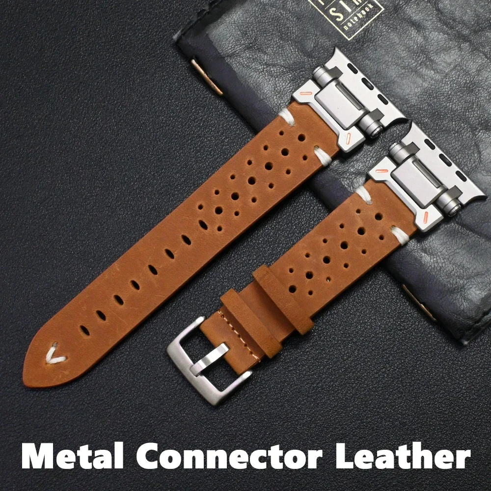 Leather Watchband for Apple Watch Ultra 2 49mm Metal Connector Bracelet Strap for IWatch Series 10 46mm 9 7 8 45mm 6 5 Se 4 44mm
Leather Watchband for Apple Watch Ultra 2 49mm Metal Connector Bracelet Strap for IWatch Series 10 46mm 9 7 8 45mm 6 5 Se 4 44mm