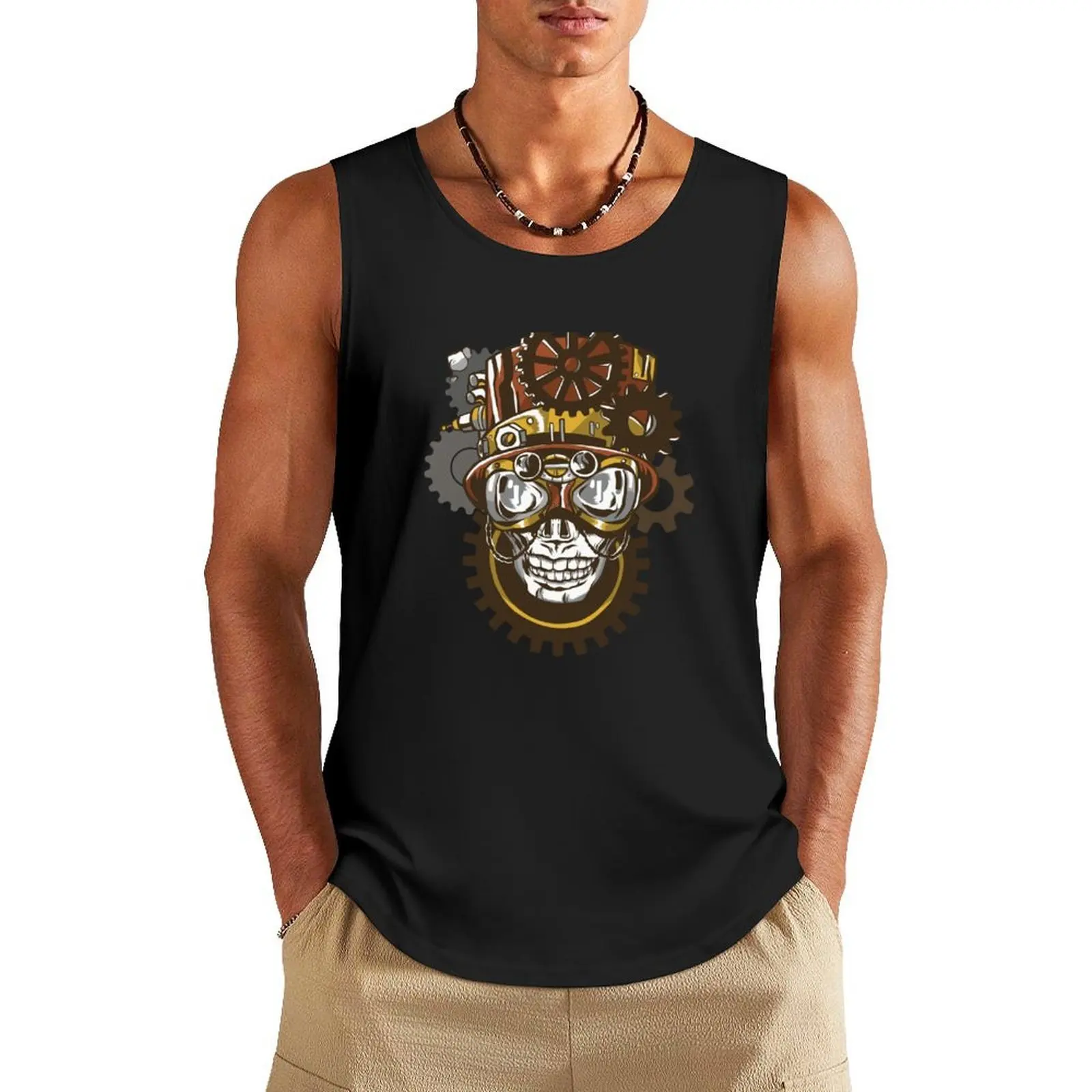Steampunk skull Tank Top clothing men Men's clothing brands t-shirt for man muscle t-shirt
Steampunk skull Tank Top clothing men Men's clothing brands t-shirt for man muscle t-shirt