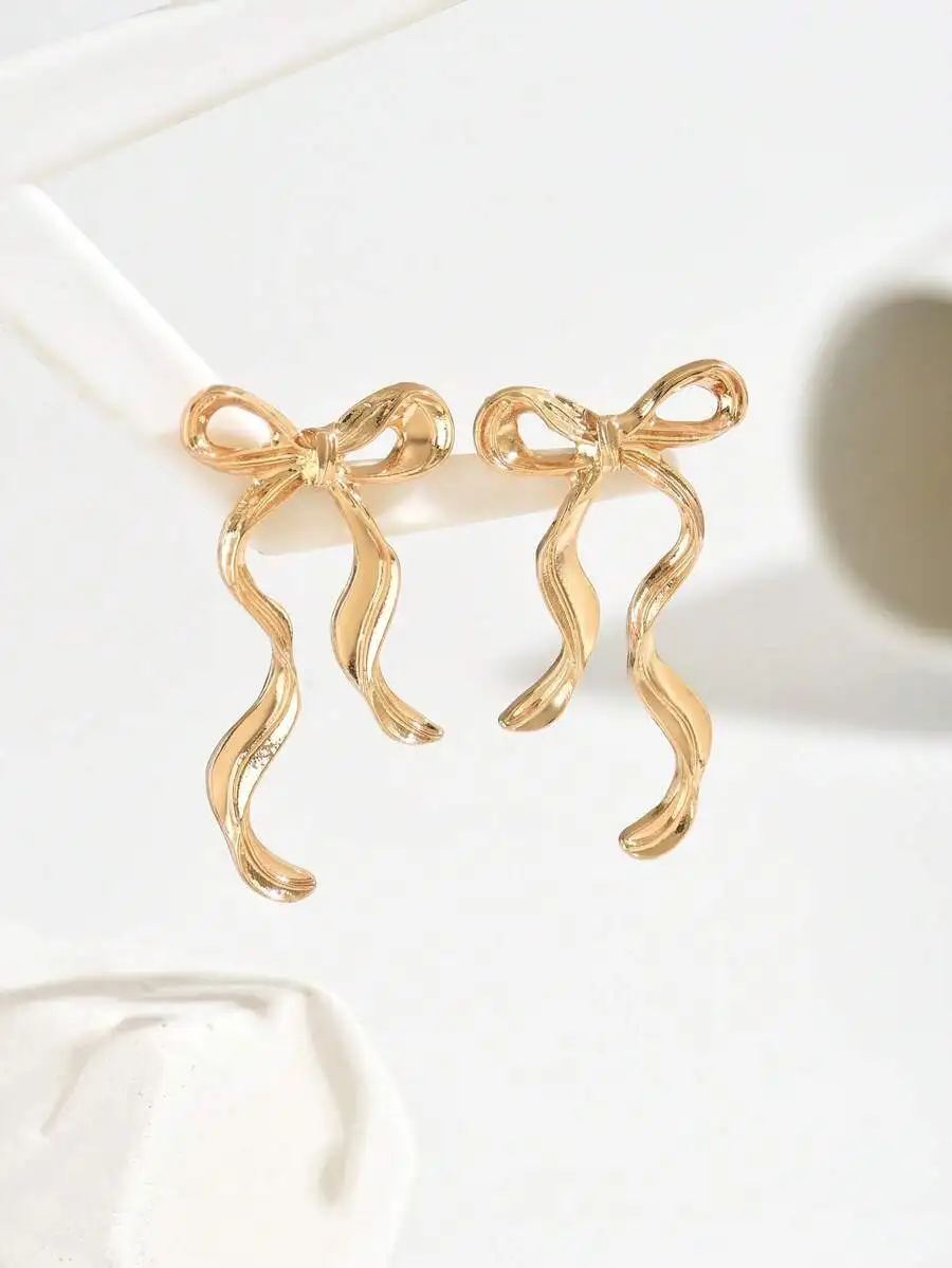 Ribbon Bow Drop Earrings For Women Elegant Simple Daily Wear Fashion Jewelry
Ribbon Bow Drop Earrings For Women Elegant Simple Daily Wear Fashion Jewelry