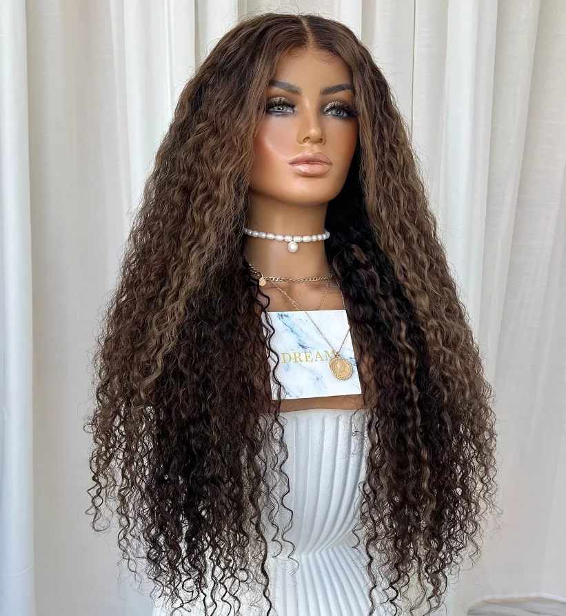 Long 28 inches Highlight Deep Wave Synthetic Lace Front Wig Brown with honey Blonde Lace Frontal Wig Deep Curly Pre Plucked Wig
Long 28 inches Highlight Deep Wave Synthetic Lace Front Wig Brown with honey Blonde Lace Frontal Wig Deep Curly Pre Plucked Wig