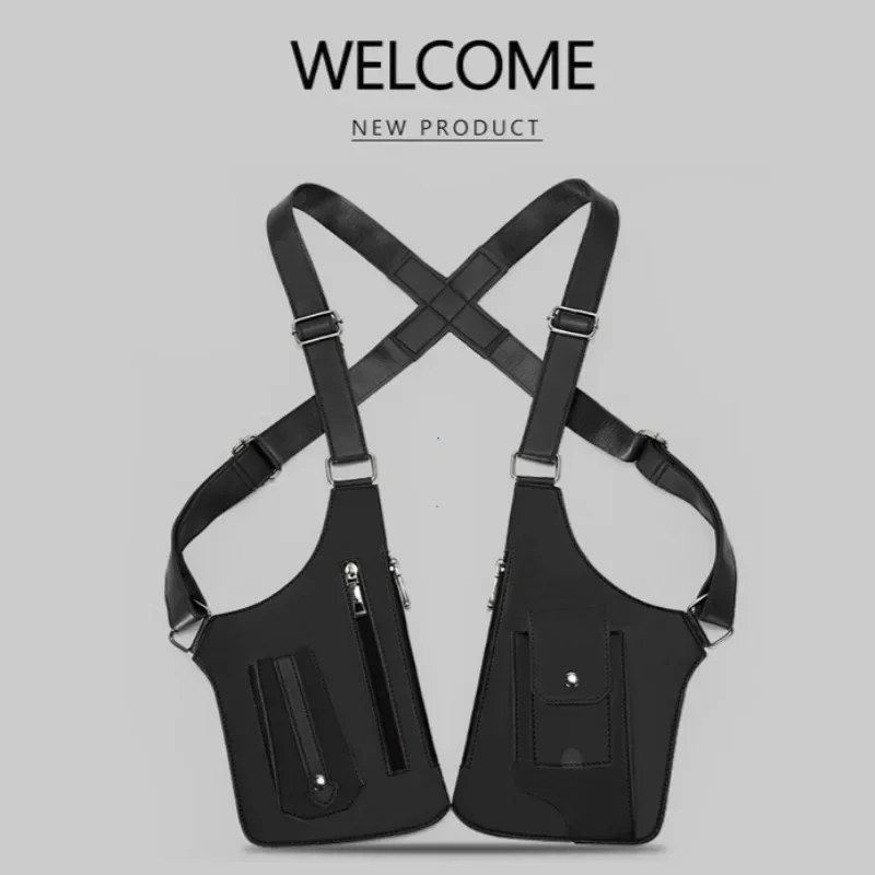 Men's Back Crossbody Bag Double Shoulder Strap Multi-Pocket Outdoor Anti-Theft Tactical Vest Chest Bag Waterproof PU Leather
Men's Back Crossbody Bag Double Shoulder Strap Multi-Pocket Outdoor Anti-Theft Tactical Vest Chest Bag Waterproof PU Leather