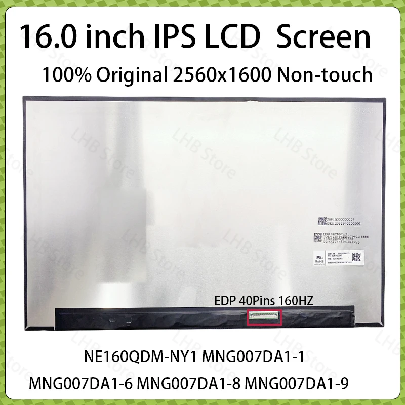 16" 165Hz LCD Screen NE160QDM-NY1 MNG007DA1-1 6 8 9 For Lenovo Legion 5 Pro-16ACH6 16ACH6H 16ITH6 16ITH6H Display Matrix Panel
16" 165Hz LCD Screen NE160QDM-NY1 MNG007DA1-1 6 8 9 For Lenovo Legion 5 Pro-16ACH6 16ACH6H 16ITH6 16ITH6H Display Matrix Panel