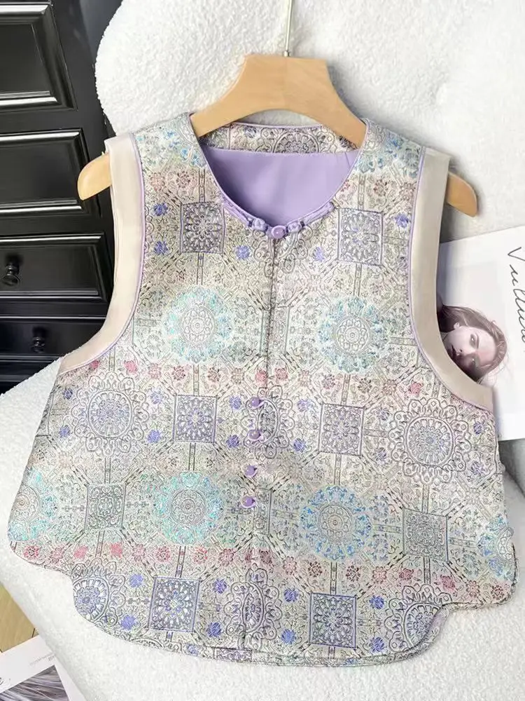 New Chinese style national style Baoxianghua Song brocade vest women's spring and autumn retro temperament short vest top
New Chinese style national style Baoxianghua Song brocade vest women's spring and autumn retro temperament short vest top