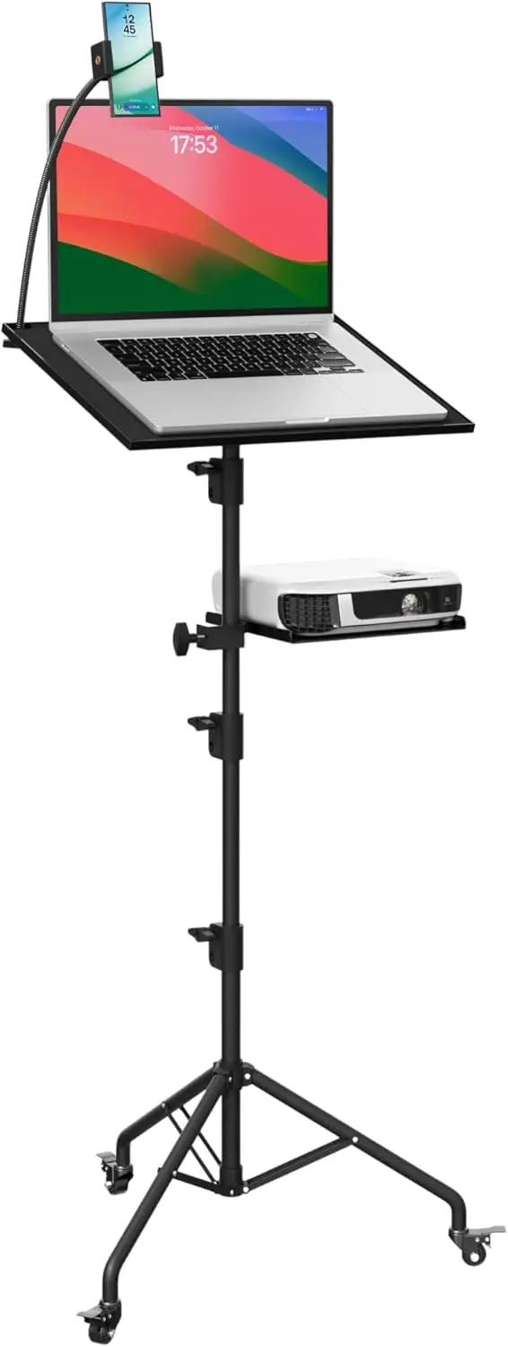 Projector Stand Tripod with Wheels, Adjustable Height Laptop Tripod for Home Office & DJ, Matte Black
Projector Stand Tripod with Wheels, Adjustable Height Laptop Tripod for Home Office & DJ, Matte Black