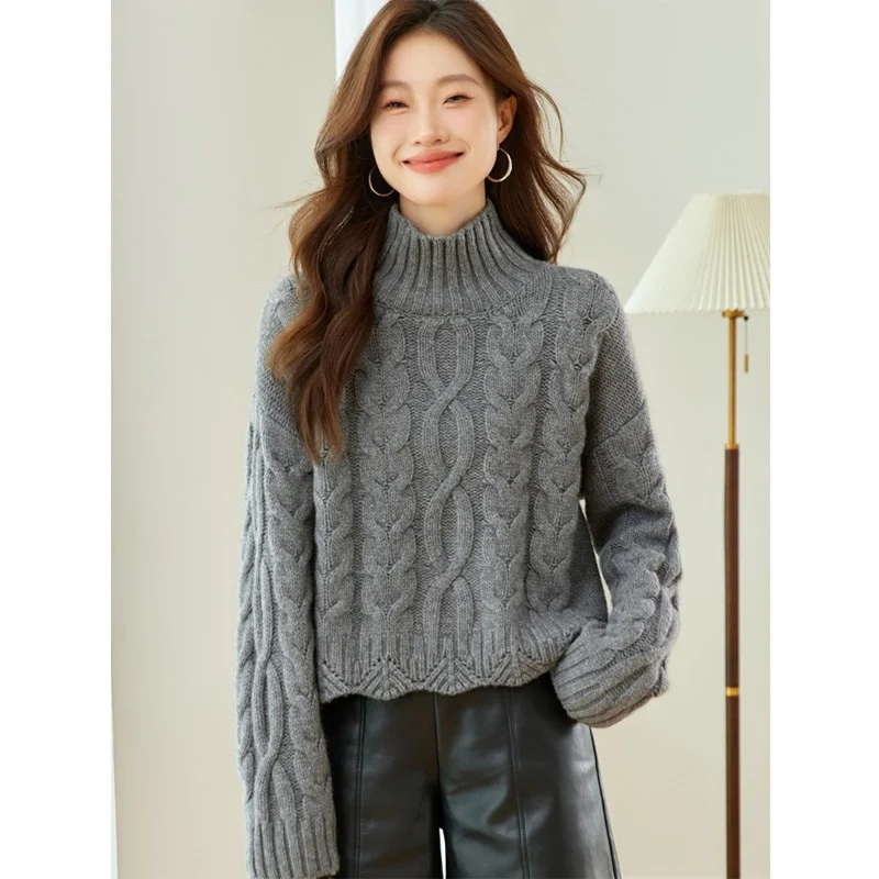 Women's Thickened High Collar Twist Sweater Loose Fit Color Outerwear Autumn Winter New Style Large Size Fashionable
Women's Thickened High Collar Twist Sweater Loose Fit Color Outerwear Autumn Winter New Style Large Size Fashionable