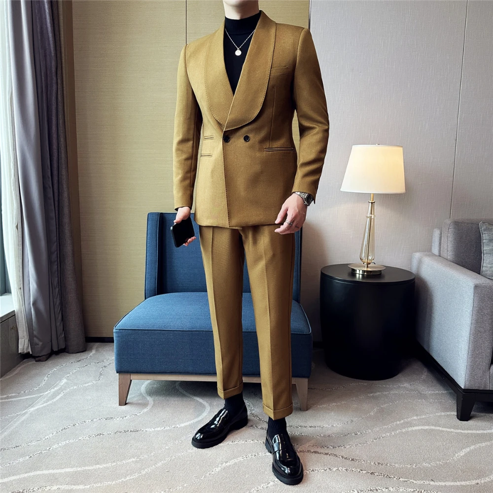 2024 Fashion Double Breasted Big Flip Collar Wedding Groom Set Fashion Casual Business Party Men's Dress 2 piece Jacket Pant
2024 Fashion Double Breasted Big Flip Collar Wedding Groom Set Fashion Casual Business Party Men's Dress 2 piece Jacket Pant