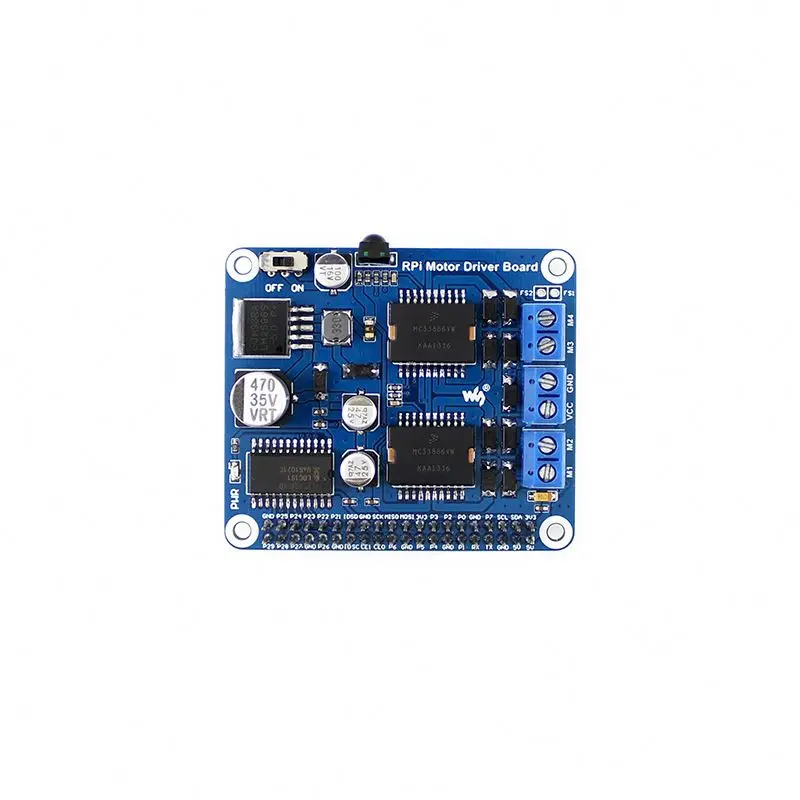 Waveshare Raspberry Pi Motor Driver Board MC33886 can drive D-C motors/stepper motors
Waveshare Raspberry Pi Motor Driver Board MC33886 can drive D-C motors/stepper motors