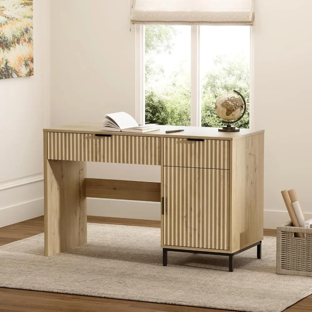 47" Fluted Executive Desk, Modern Wood Home Office Desk with Charging Station, Drawer & Cabinet, Computer Writing Desk for Work
47" Fluted Executive Desk, Modern Wood Home Office Desk with Charging Station, Drawer & Cabinet, Computer Writing Desk for Work