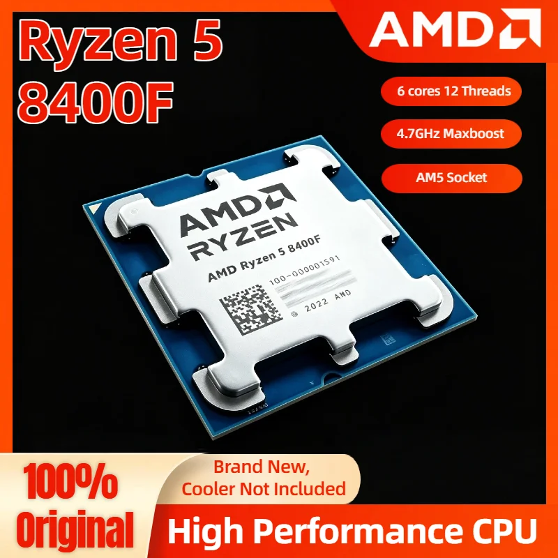 AMD New R5 8400F Ryzen 5 8400F 6 Cores 12 Threads 4.2GHz Desktop computer processor with AM5 Socket CPU DDR5 Thermal Sol
AMD New R5 8400F Ryzen 5 8400F 6 Cores 12 Threads 4.2GHz Desktop computer processor with AM5 Socket CPU DDR5 Thermal Sol