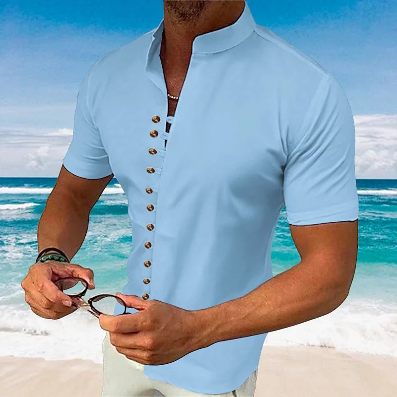 2024 Fashion solid color buttoned Shirt Men's casual shopping short-sleeved shirt loose Top
2024 Fashion solid color buttoned Shirt Men's casual shopping short-sleeved shirt loose Top