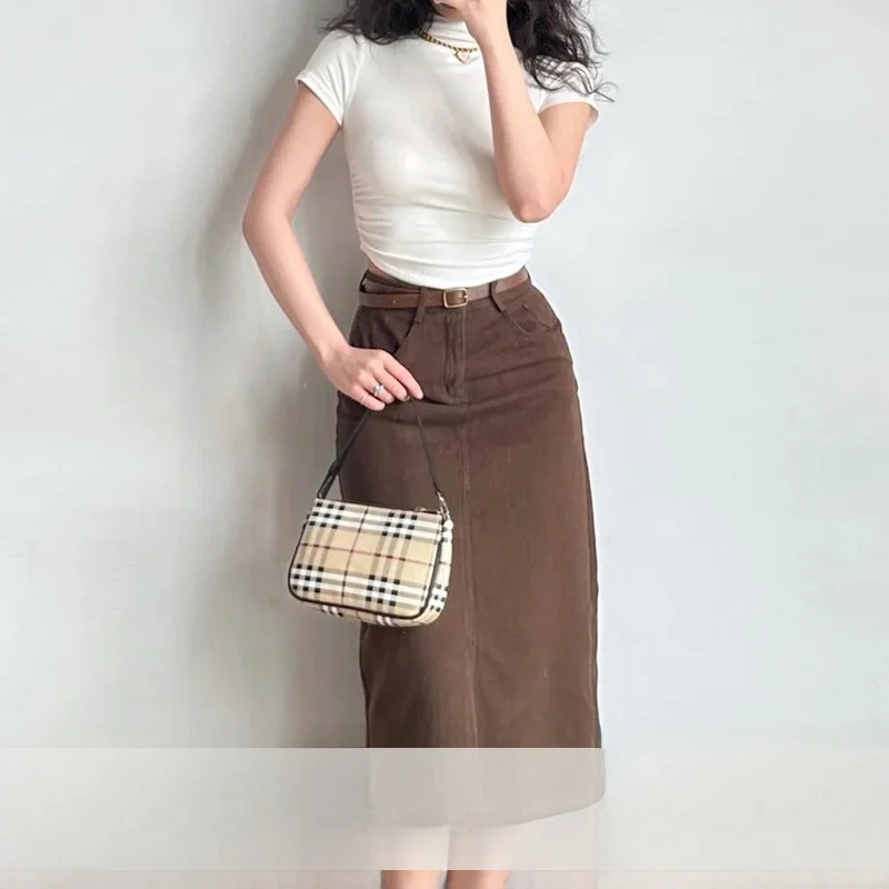 High Waist Straight Leg Denim Skirt Women's Mid-Length A-Line Skirt American Retro Split Go Girl Go Street Style Cotton
High Waist Straight Leg Denim Skirt Women's Mid-Length A-Line Skirt American Retro Split Go Girl Go Street Style Cotton