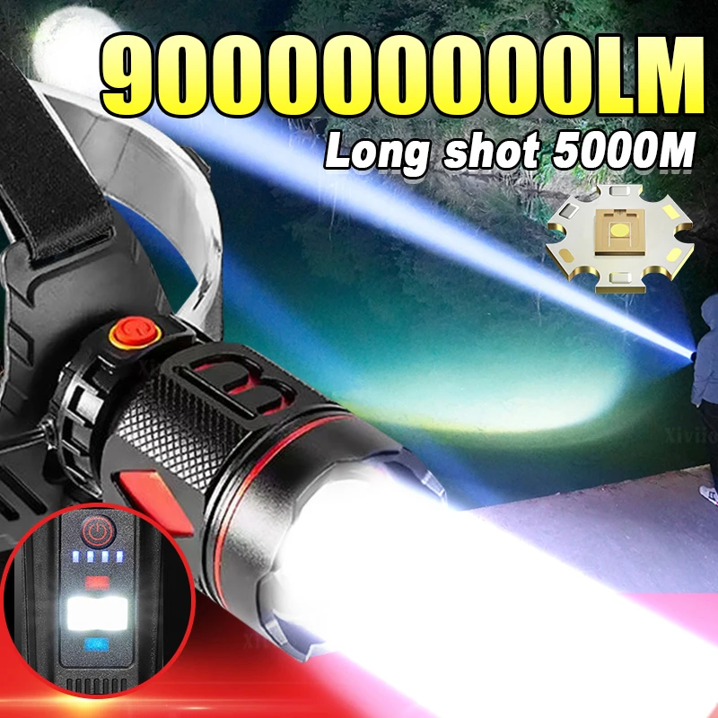 99990000Lux Super Powerful LED Headlamp Super Bright Long Range 5000M Head Flashlights Rechargeable Head Lantern Fishing Hunting
99990000Lux Super Powerful LED Headlamp Super Bright Long Range 5000M Head Flashlights Rechargeable Head Lantern Fishing Hunting