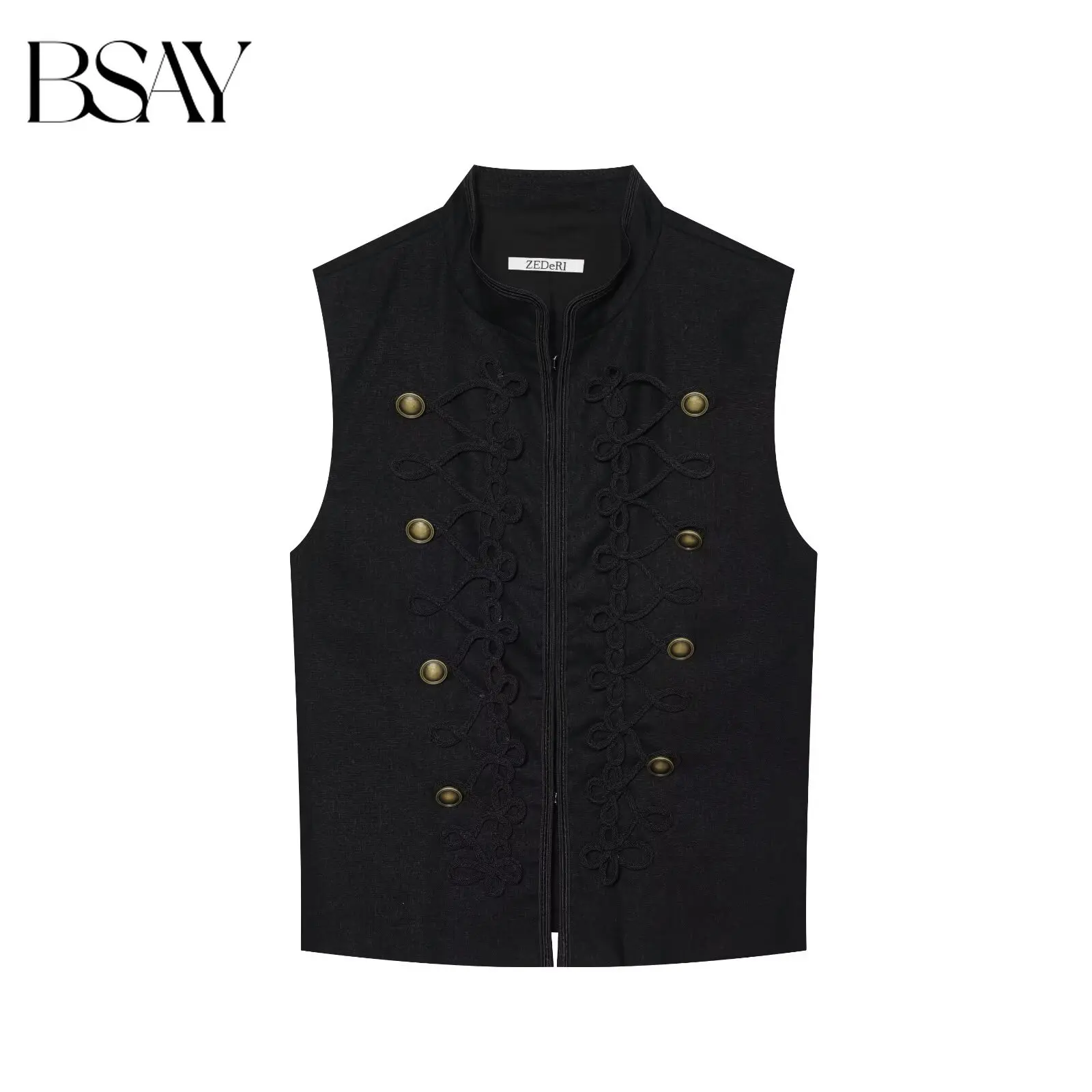 BSAY 2026 Summer New French Vintage Stand Collar Double Breasted Metal Buttons Sleeveless Waistcoat Streetwear Outdoor Vest
BSAY 2026 Summer New French Vintage Stand Collar Double Breasted Metal Buttons Sleeveless Waistcoat Streetwear Outdoor Vest