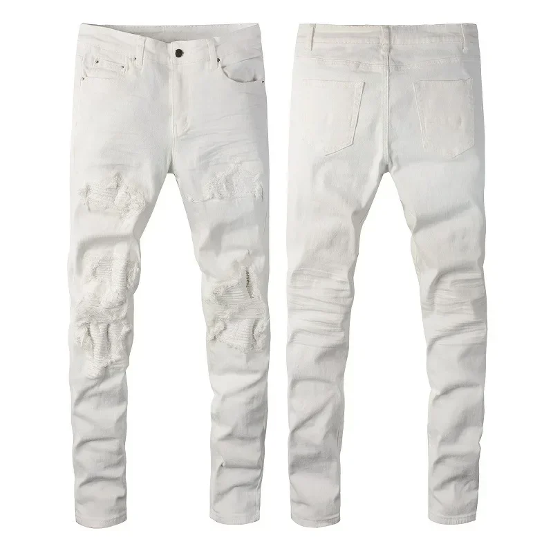 European and American Fashion Men's Clothing High Street Trendy Jeans, New Style Ripped White Casual Elastic Ankle-Length Jeans
European and American Fashion Men's Clothing High Street Trendy Jeans, New Style Ripped White Casual Elastic Ankle-Length Jeans