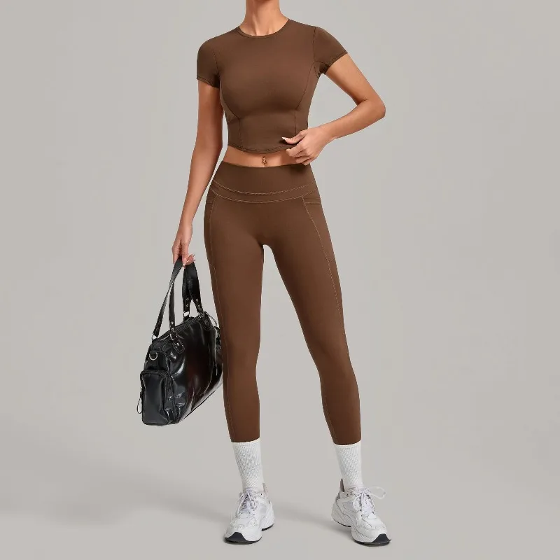 Women's Seamless Yoga Sets Sports Fitness Hip-lifting High Waist Pants Slim Fit Short-sleeve Suits Workout Running Training Sets
Women's Seamless Yoga Sets Sports Fitness Hip-lifting High Waist Pants Slim Fit Short-sleeve Suits Workout Running Training Sets