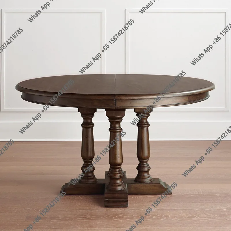 American solid wood old round dining table retro dining table size retractable 6-person dining table high-end furniture American
American solid wood old round dining table retro dining table size retractable 6-person dining table high-end furniture American