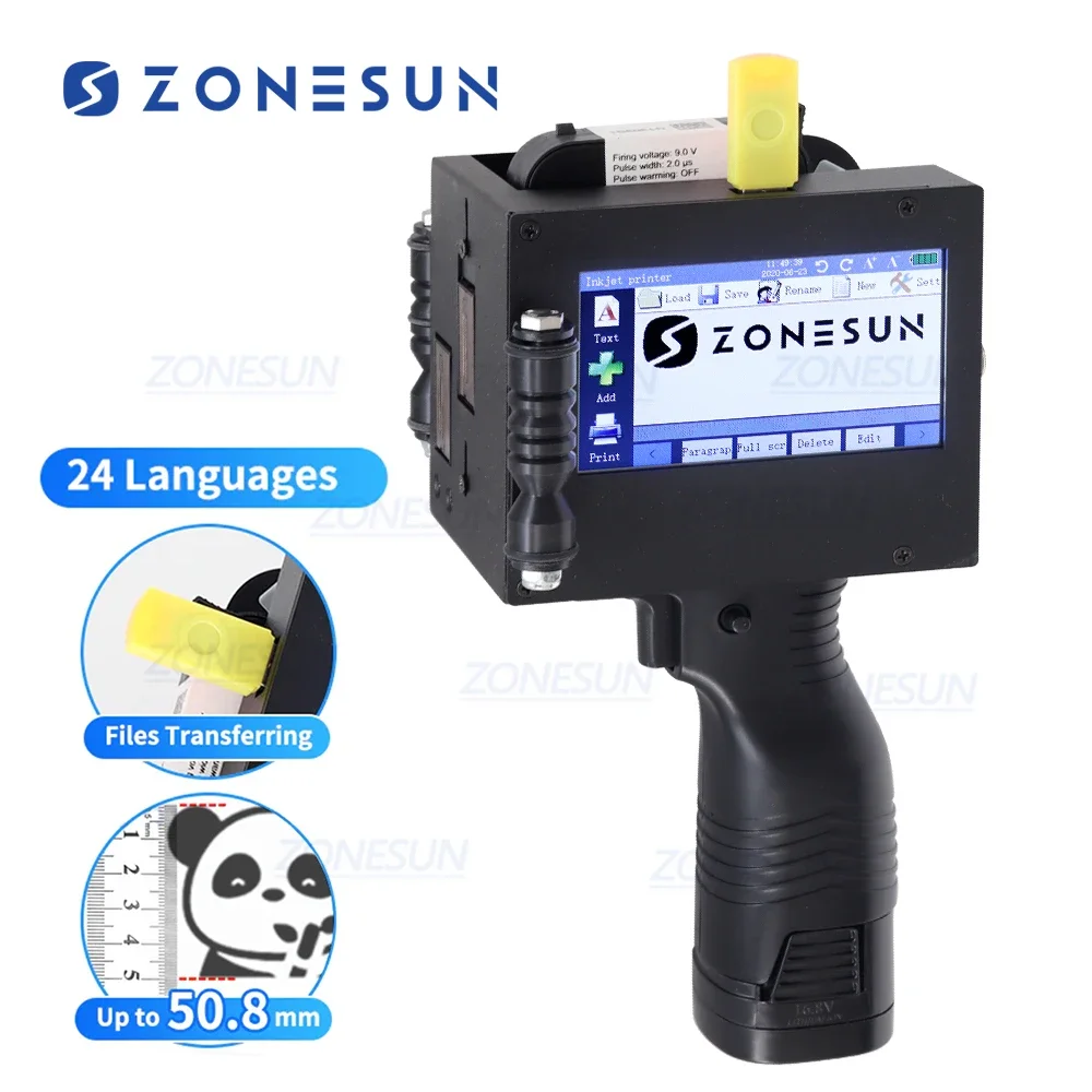 ZS-HIP508 Intelligent Handheld Inkjet Printer Ink Date Coder LED Screen Multicolour Expiry date Inkjet Coding Machine
ZS-HIP508 Intelligent Handheld Inkjet Printer Ink Date Coder LED Screen Multicolour Expiry date Inkjet Coding Machine