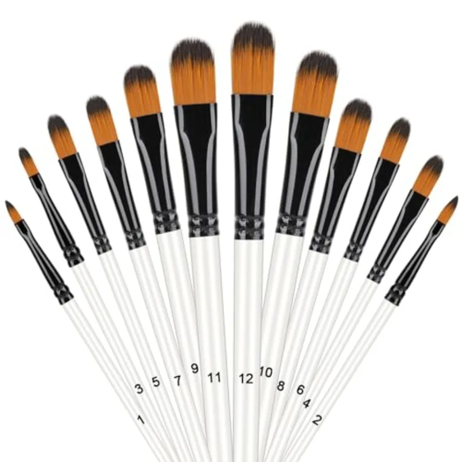 12 Pcs Filbert Paint Brush Set for Acrylic Painting, Flat Tip Watercolor Gouache Artist Brush Professional Painting Kits with N
12 Pcs Filbert Paint Brush Set for Acrylic Painting, Flat Tip Watercolor Gouache Artist Brush Professional Painting Kits with N