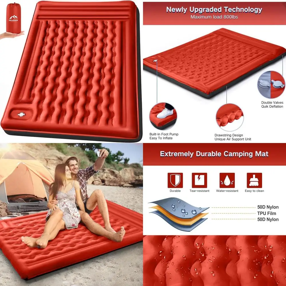 Double Sleeping Pad Camping, Self Inflating 6'' Extra-Thick 2 Person Pillow Built-in Foot Pump Waterproof Inflatable Sleeping Ma
Double Sleeping Pad Camping, Self Inflating 6'' Extra-Thick 2 Person Pillow Built-in Foot Pump Waterproof Inflatable Sleeping Ma