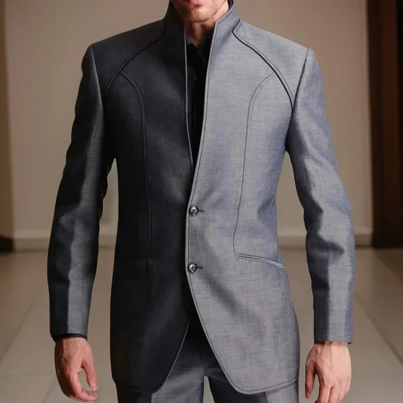 2 Pcs Tunic Suits For Men With Stand Collar Slim Fit Wedding Tuxedo Groomsmen Business Fashion Costume Jacket With Pants
2 Pcs Tunic Suits For Men With Stand Collar Slim Fit Wedding Tuxedo Groomsmen Business Fashion Costume Jacket With Pants