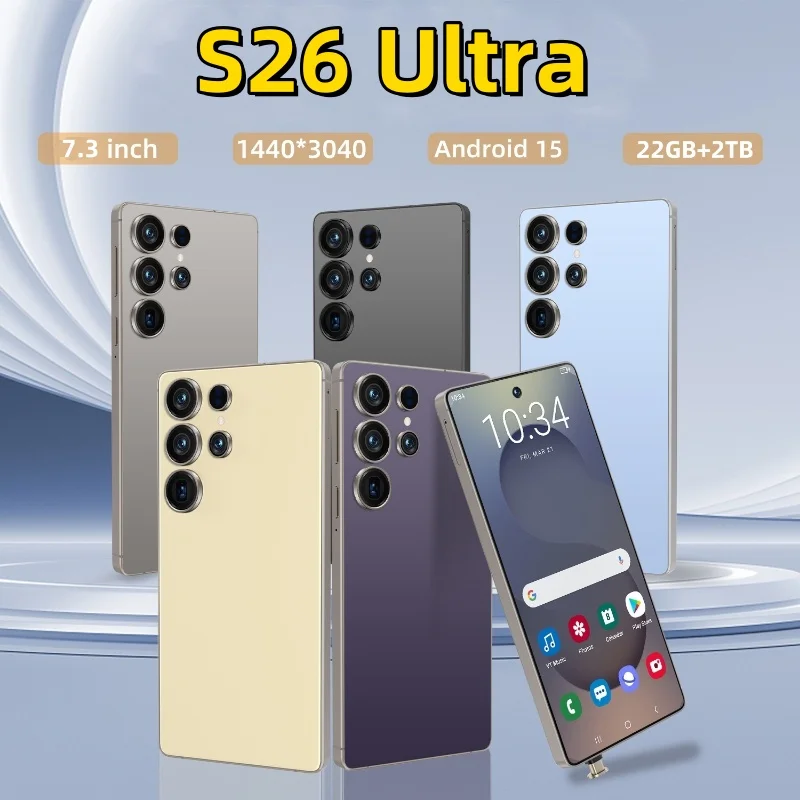 HOT 2025 New S26 Ultra original intelligent 5G dual card dual standby Android 14 system global version phones 8000mAh battery
HOT 2025 New S26 Ultra original intelligent 5G dual card dual standby Android 14 system global version phones 8000mAh battery